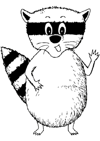 Cartoon Raccoon Coloring Page